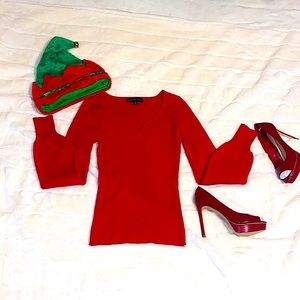 Almost Famous Red Sweater Top Sz Medium EXC condition
